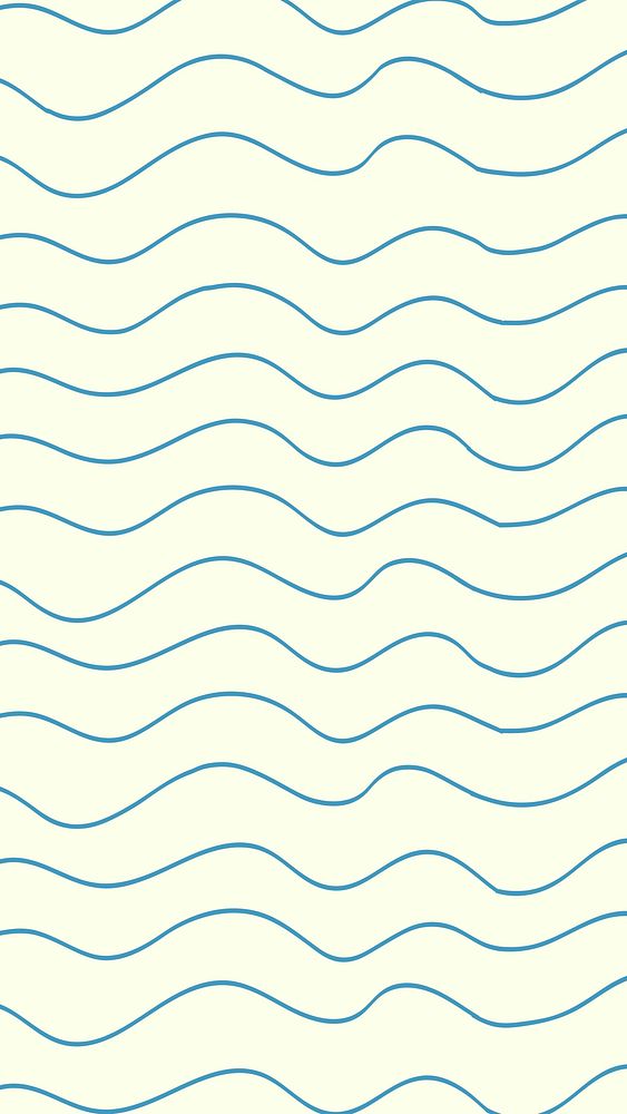 Doodle mobile wallpaper, blue wavy pattern design vector