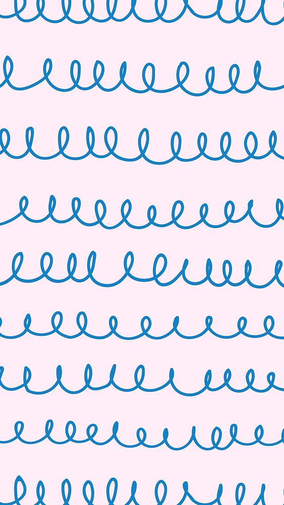 Doodle mobile wallpaper, blue spiral pattern design vector