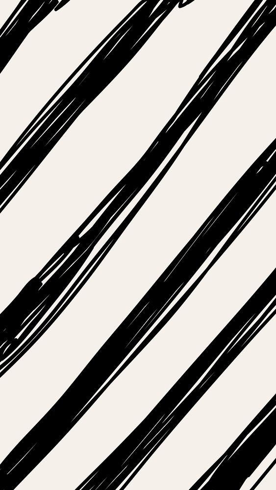 Mobile wallpaper, black brush doodle pattern vector