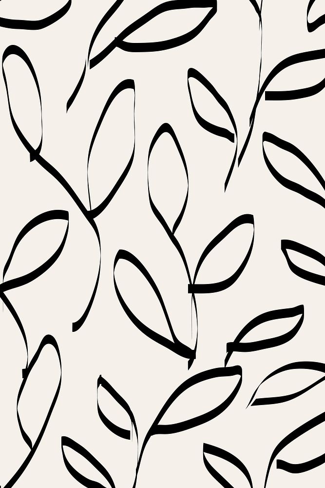 Leaf pattern background, black doodle, simple design