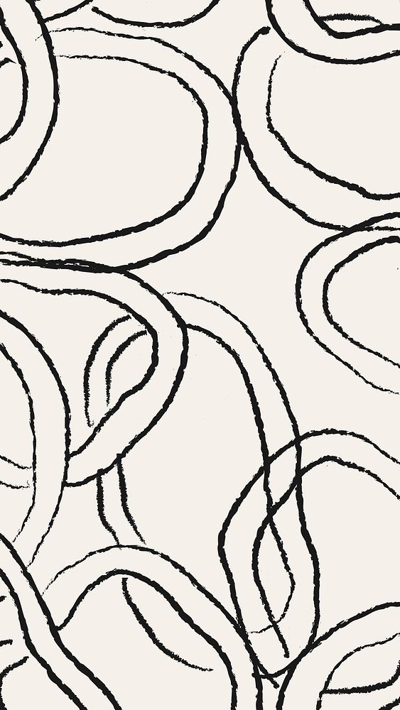 Abstract pattern iPhone wallpaper black doodle, aesthetic background