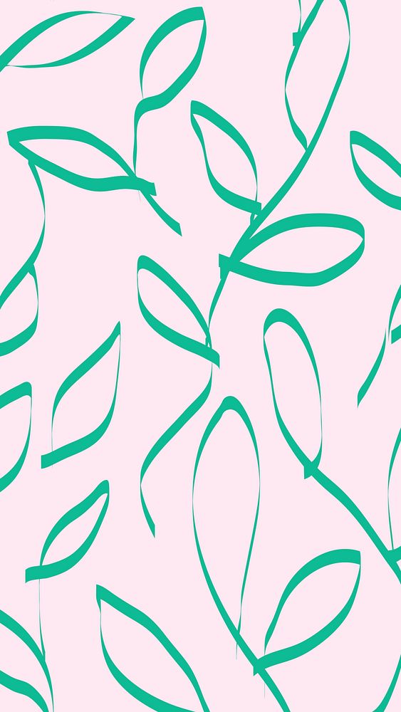 Cute mobile wallpaper, green leaf pattern design vector