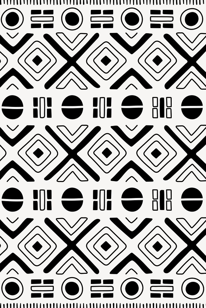 Ethnic pattern background, black and white seamless geometric design, vector