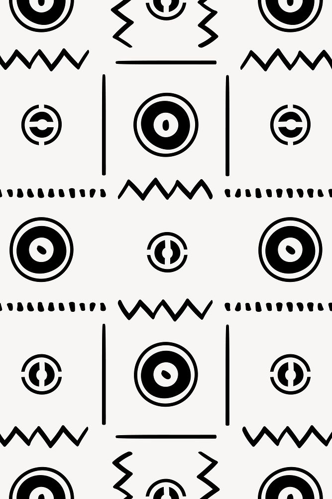 Ethnic pattern background, black and white seamless Aztec design, vector