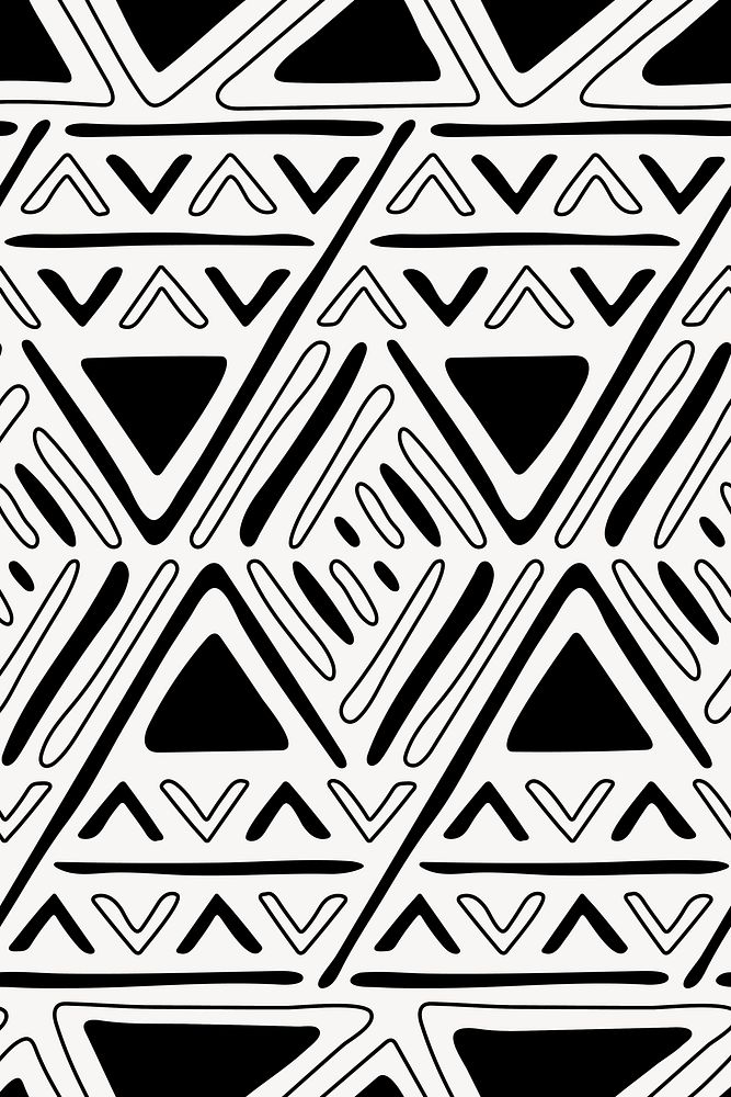 Tribal seamless pattern background, black and white geometric design, vector