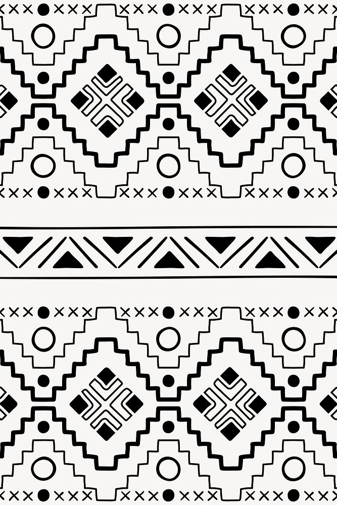 Pattern background, tribal aztec design, black and white geometric style