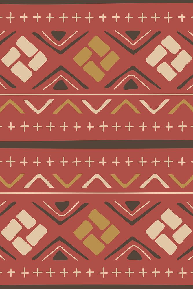 Tribal pattern background, red Aztec design