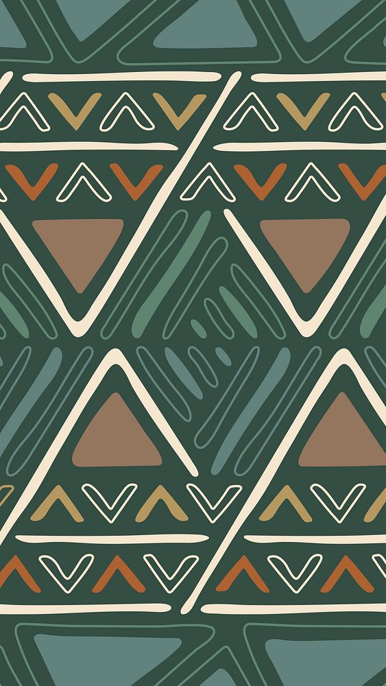Aesthetic phone wallpaper, ethnic aztec pattern design, earth tone geometric style, vector