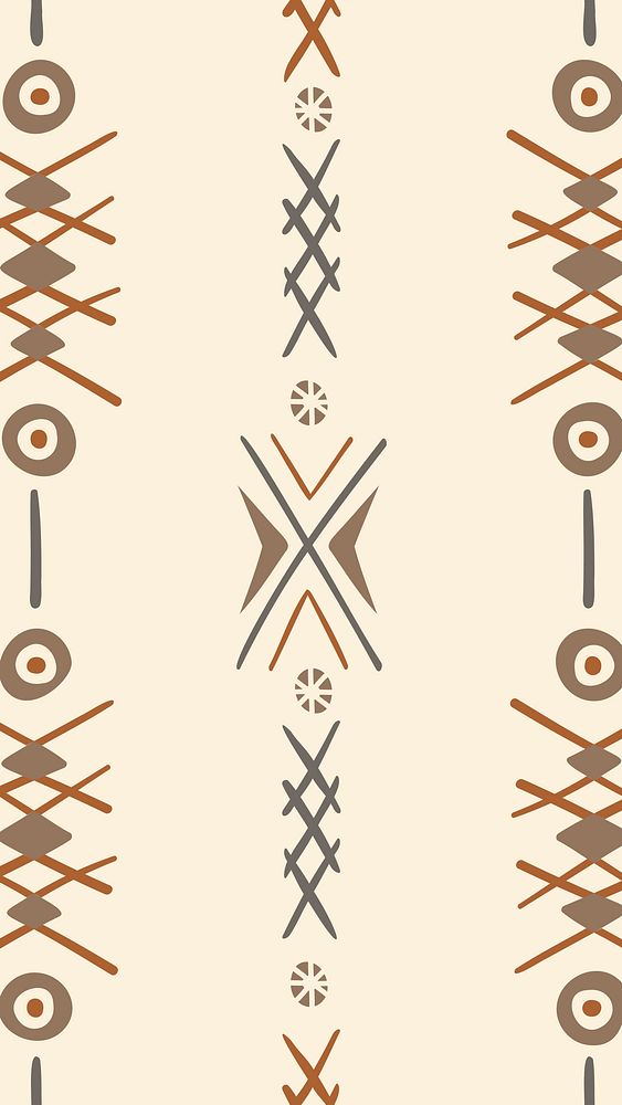Ethnic phone wallpaper, aesthetic aztec design, beige geometric style, vector