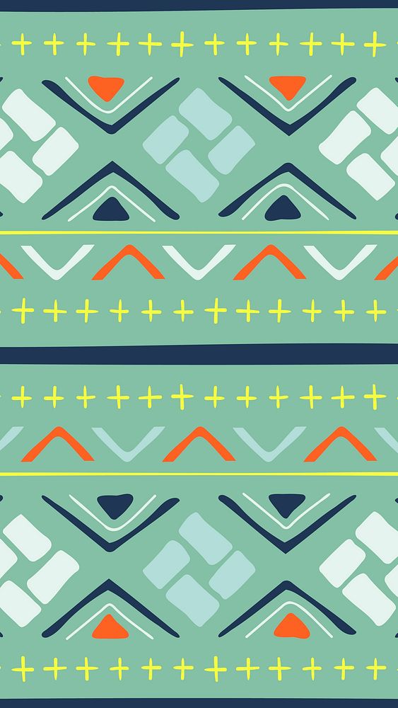 Ethnic mobile wallpaper, aesthetic aztec design, colorful geometric style, vector