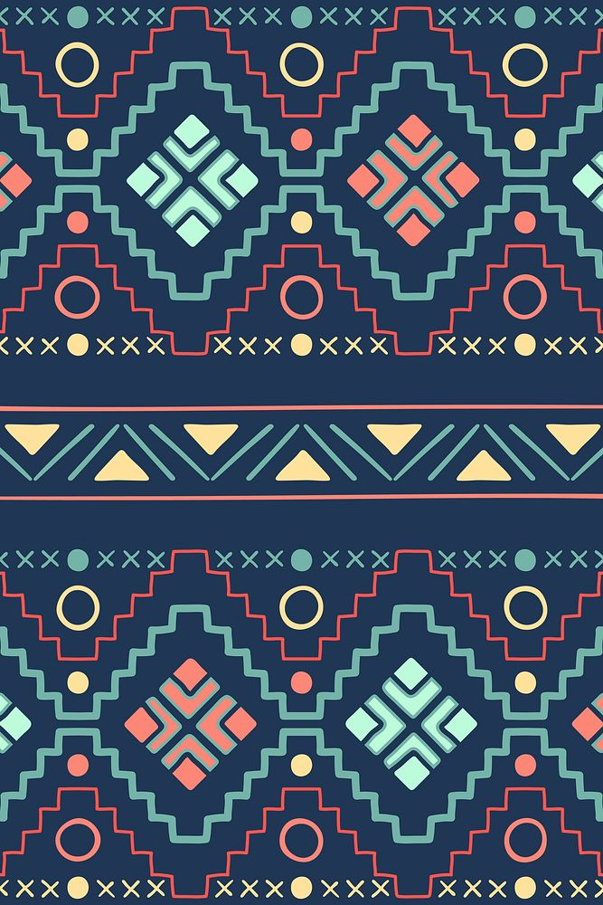 Pattern background, ethnic aztec design, blue geometric style