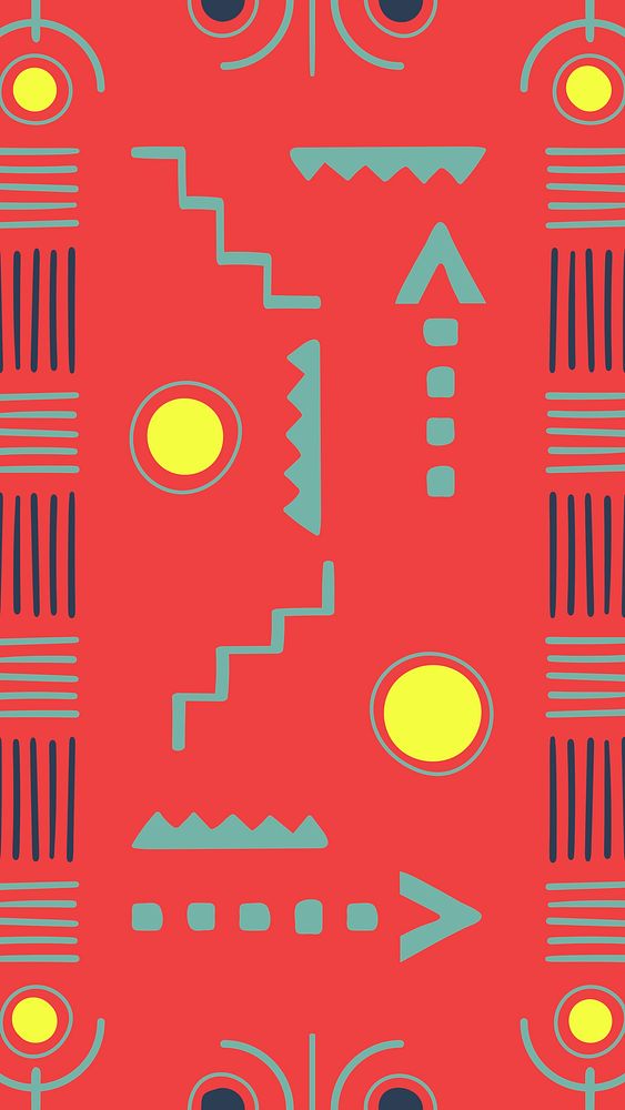 Pattern mobile wallpaper, aesthetic tribal aztec design, colorful geometric style