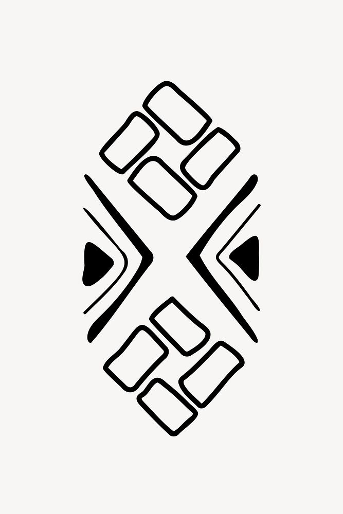 Tribal shape background, black and white doodle aztec design, vector
