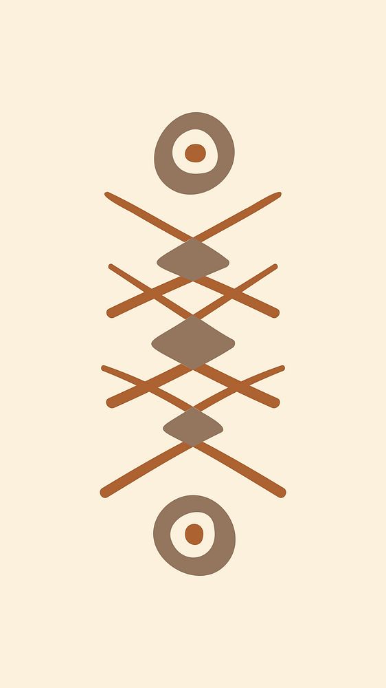 Tribal shape background, brown doodle aztec design, vector