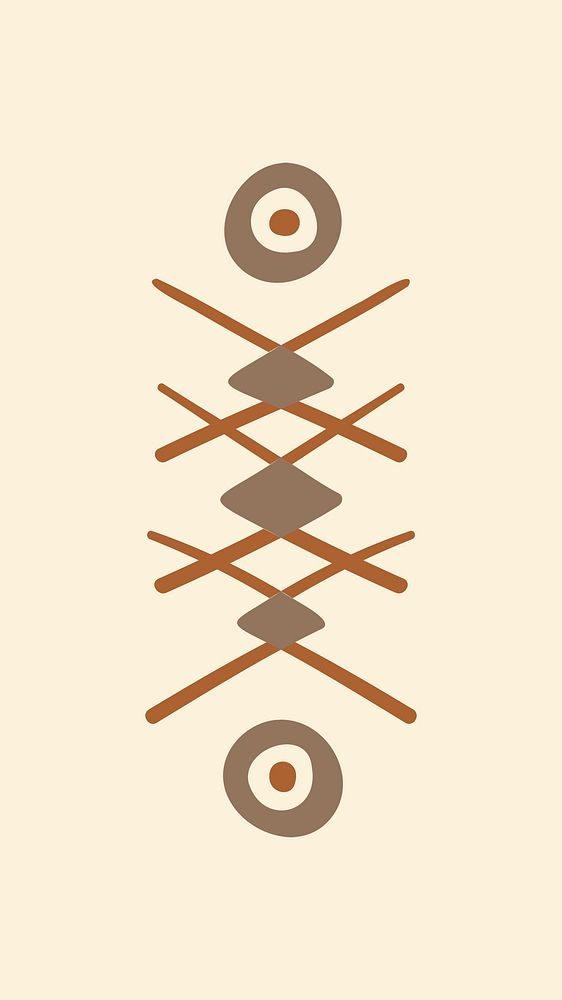 Tribal shape background, brown doodle aztec design, psd