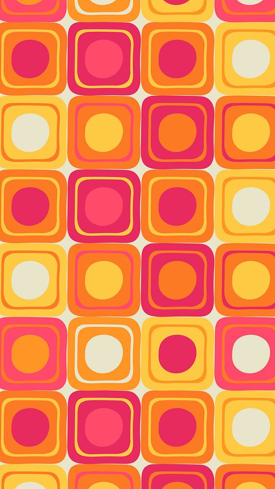 Geometric iPhone wallpaper, retro square shape background vector