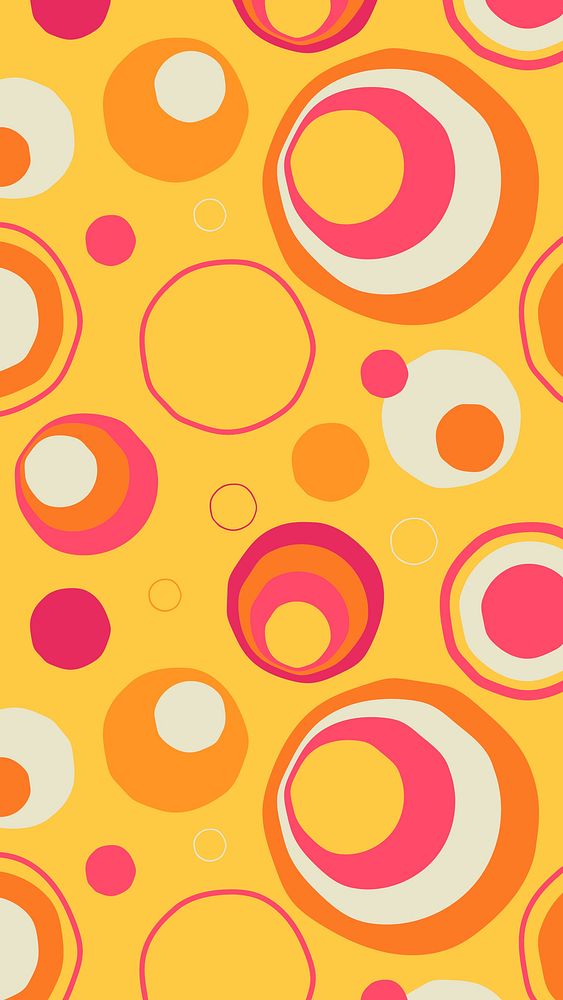 Abstract iPhone wallpaper, 70s circle design background vector
