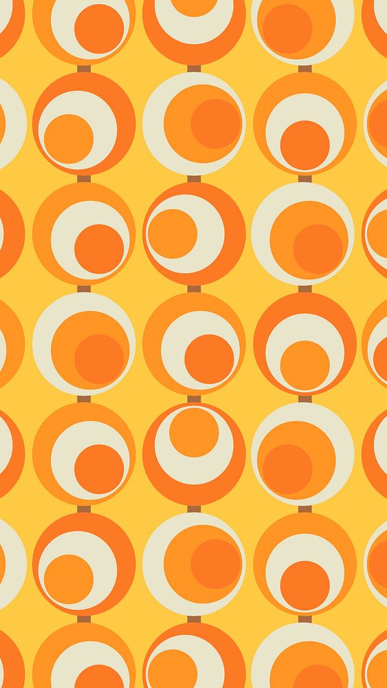 Orange iPhone wallpaper, retro circle shape background vector