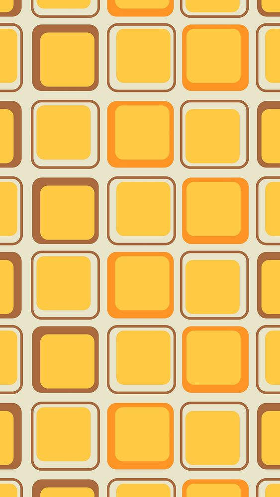 Yellow iPhone wallpaper, retro square shape background