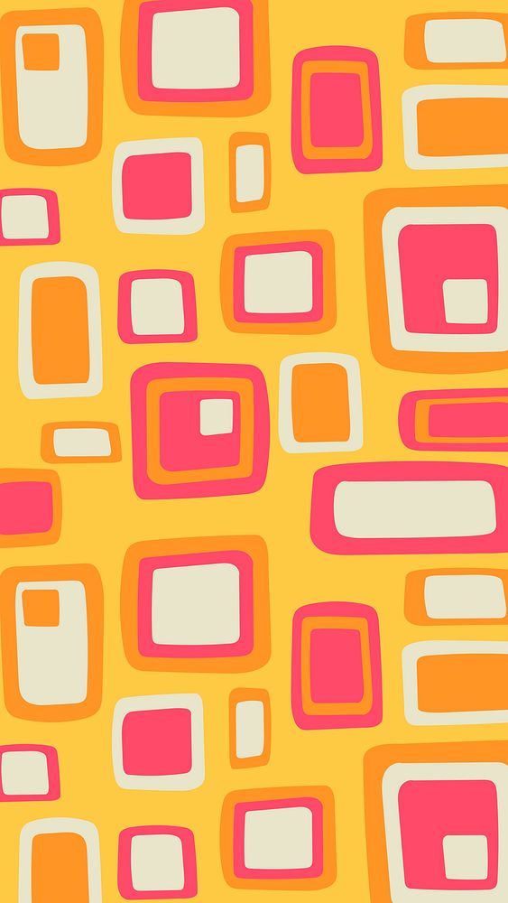 Funky phone wallpaper, 60s rectangle design background vector