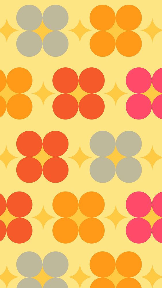 Retro iPhone wallpaper, geometric circle shape background vector