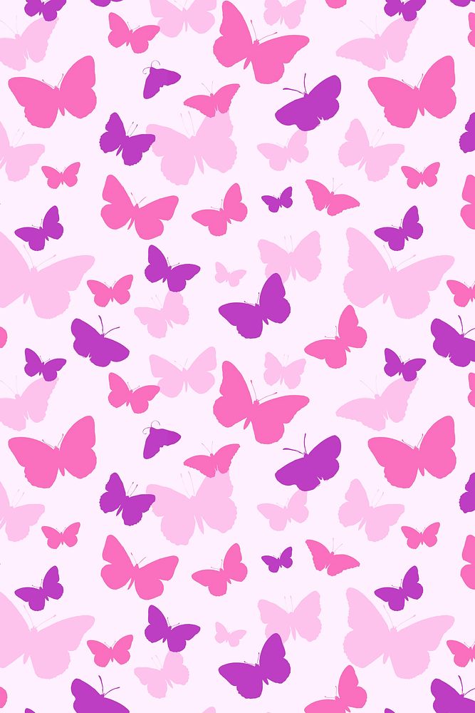 Pink butterfly background pattern, feminine vector
