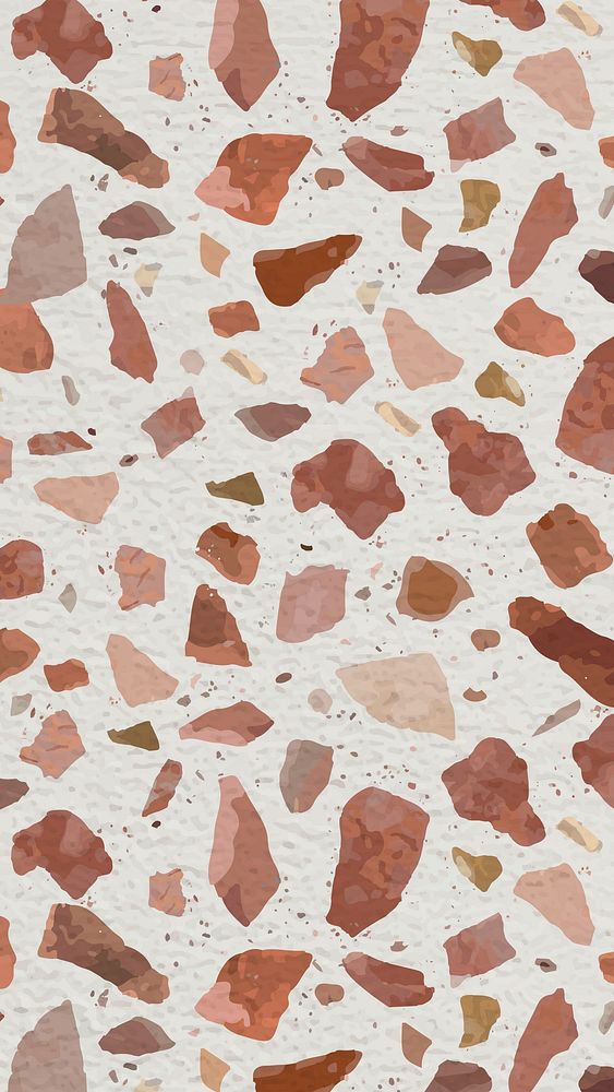 Aesthetic Terrazzo iPhone wallpaper, abstract brown pattern vector