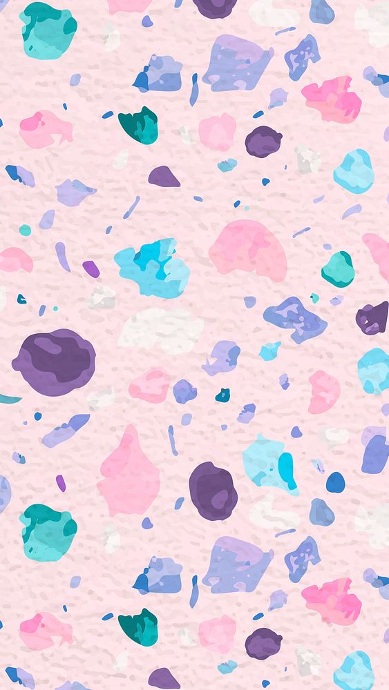 Aesthetic Terrazzo mobile wallpaper, abstract pastel pattern vector