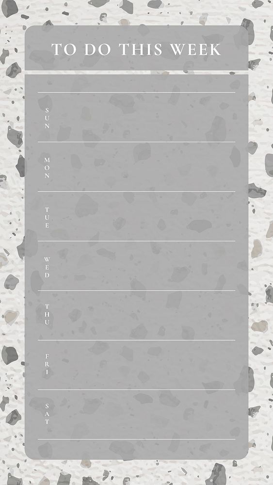 Terrazzo to do this week, gray design, stationery illustration