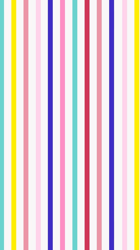 Cute phone wallpaper, striped pattern, colorful design vector