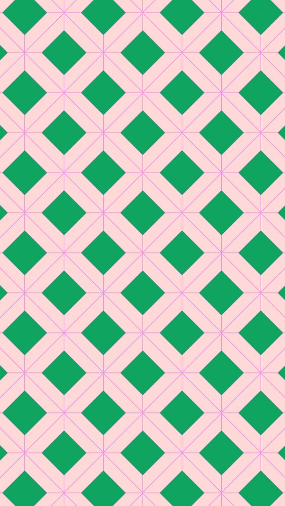 Pink iPhone wallpaper, geometric pattern in green vector