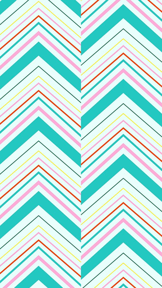 Chevron iPhone wallpaper, teal zigzag pattern, colorful background vector