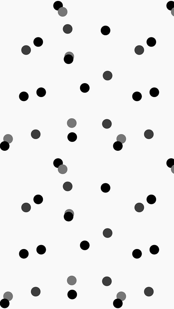 Polka dot phone wallpaper, cute pattern in black and white vector