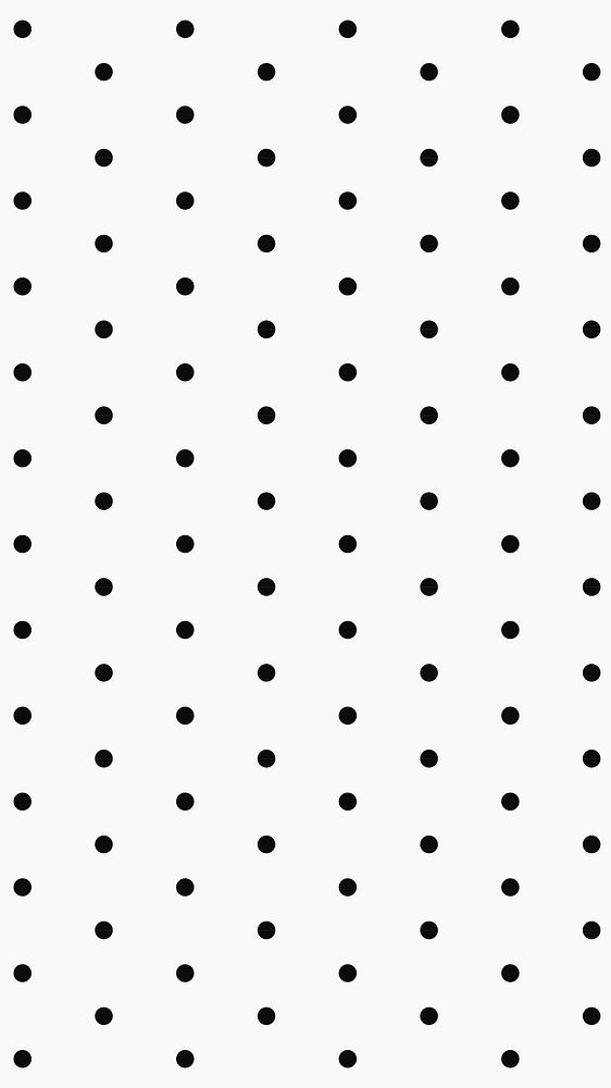 Polka dot mobile wallpaper, cute pattern in black and white vector