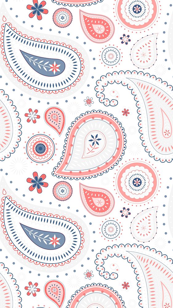 Pastel paisley phone wallpaper, pink abstract pattern vector