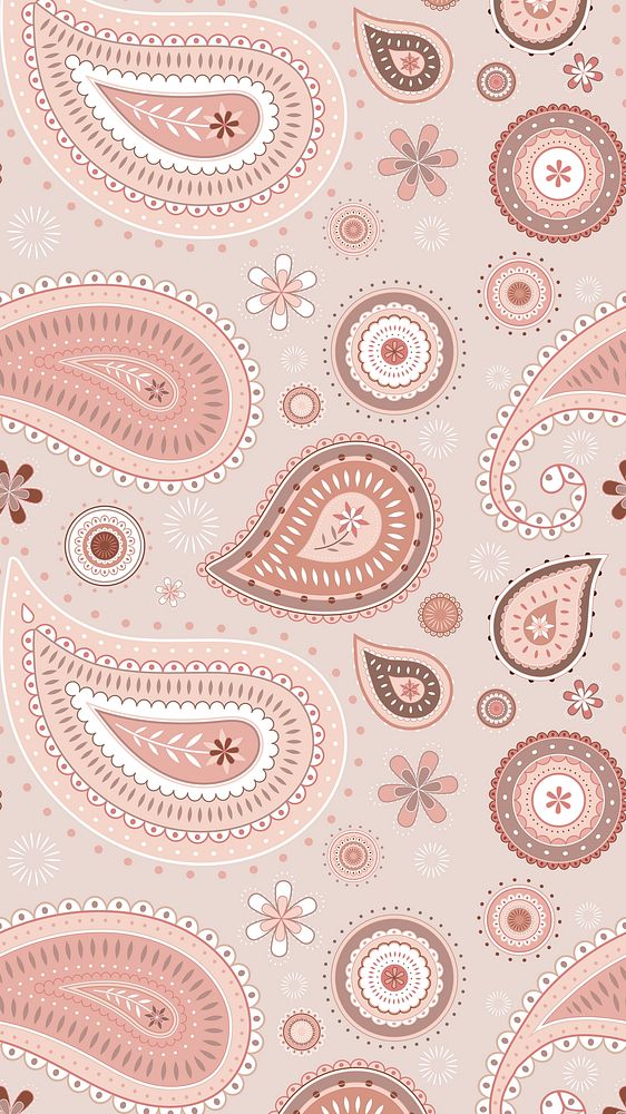 Aesthetic paisley iPhone wallpaper, Indian mandala pattern in beige vector