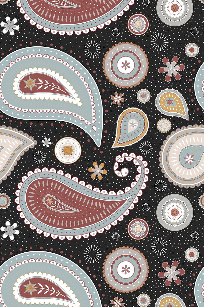 Indian paisley background, abstract floral pattern in earth tone
