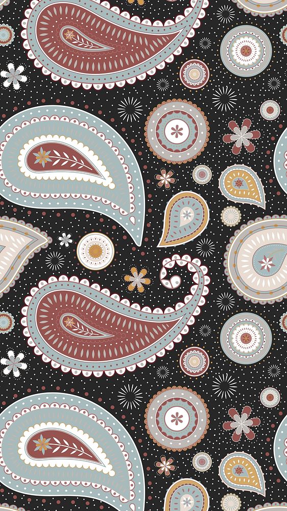 Indian paisley mobile wallpaper, abstract floral pattern