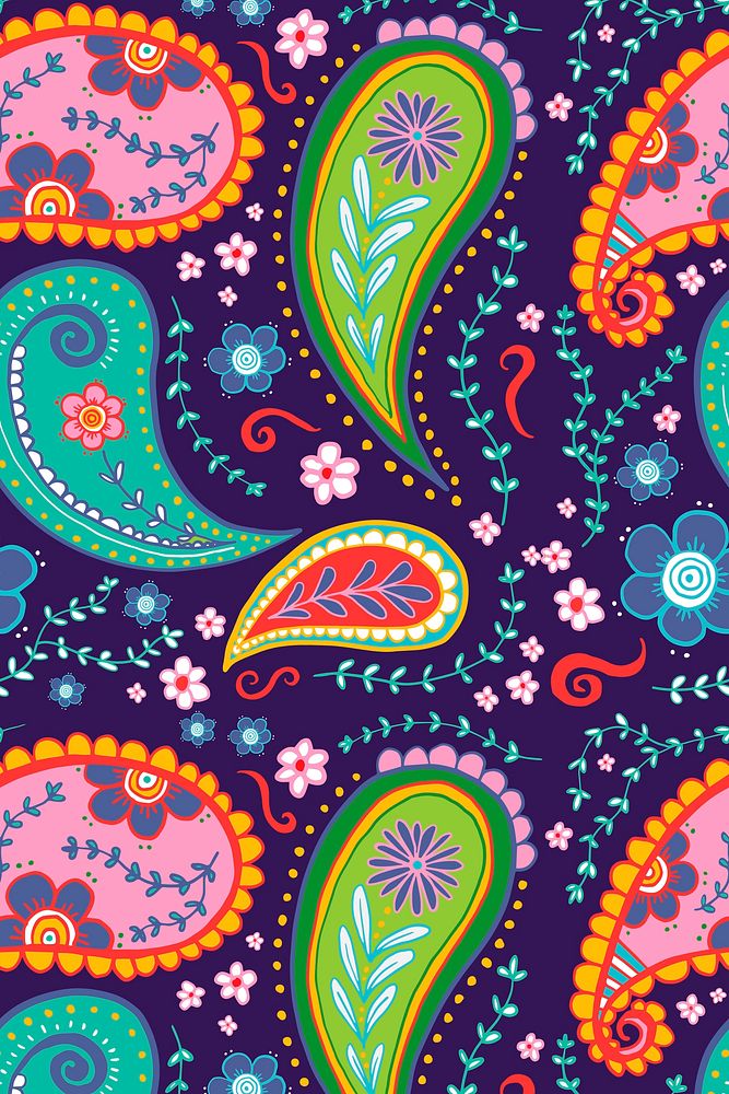 Colorful paisley pattern background, Indian mandala illustration vector