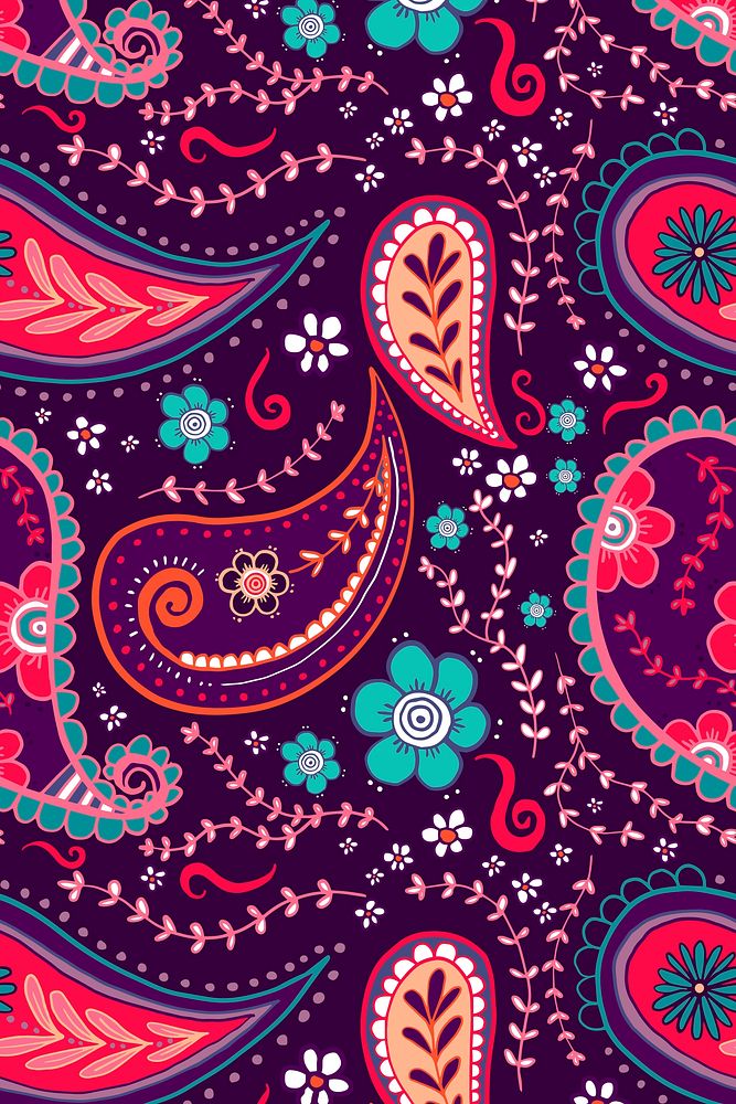 Pink paisley pattern background, Indian mandala illustration vector