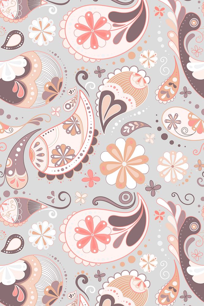 Paisley pattern background, pastel cute decorative illustration vector