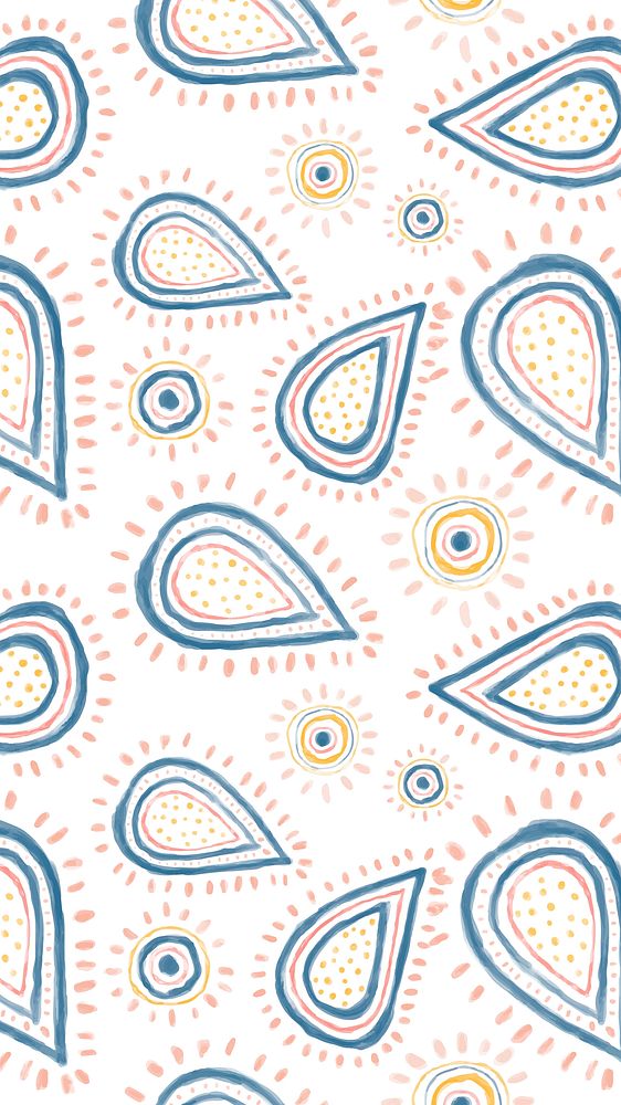 Paisley doodle iPhone wallpaper, pastel pattern, creative illustration vector
