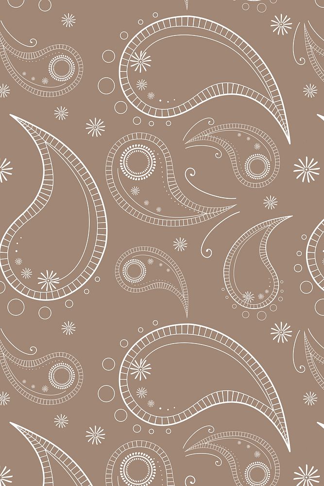 Aesthetic paisley background, brown henna pattern in earth tone vector