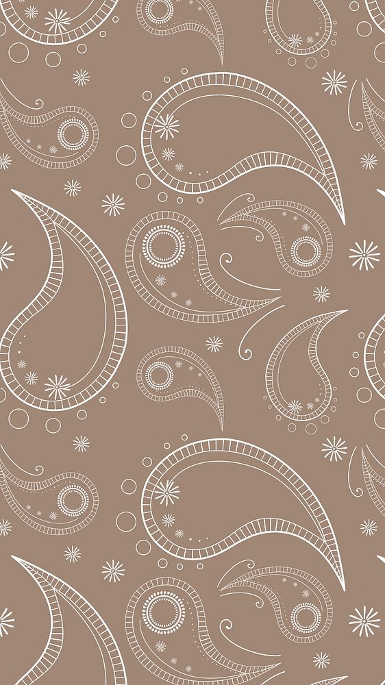 Aesthetic paisley iPhone wallpaper, brown henna pattern vector