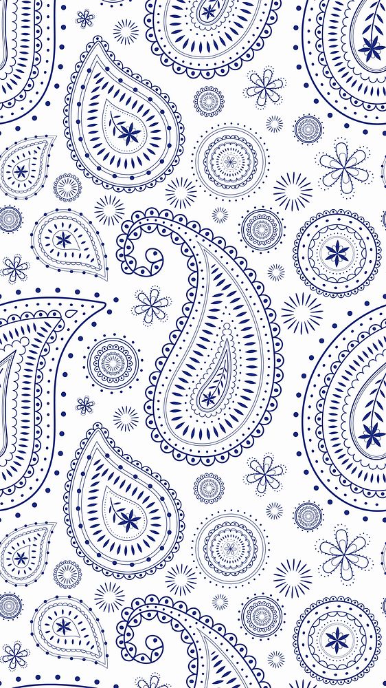Paisley pattern phone wallpaper, white Indian mandala illustration vector