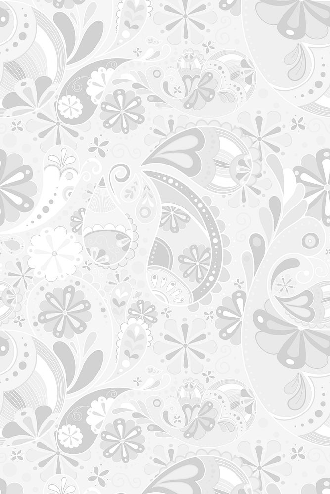 Aesthetic paisley background, abstract pattern in white