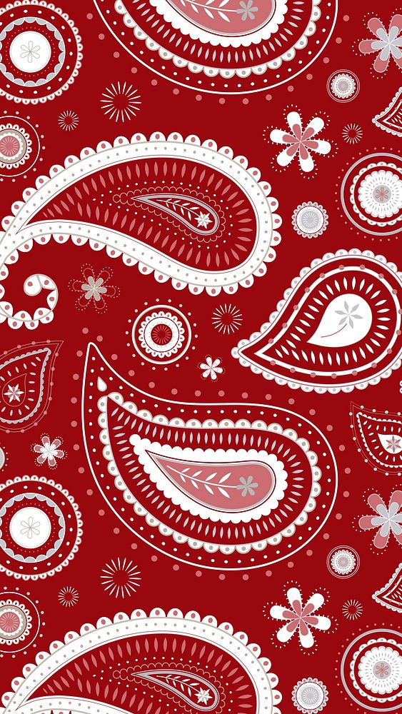 Aesthetic paisley mobile wallpaper, Indian pattern in gray vector
