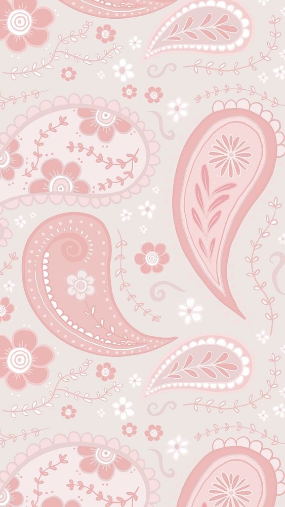 Cute pattern phone wallpaper, paisley mandala illustration in pink vector