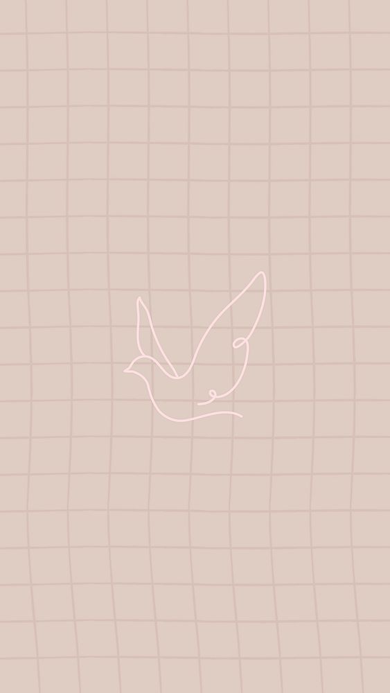 Pink dove mobile wallpaper, line art animal design vector