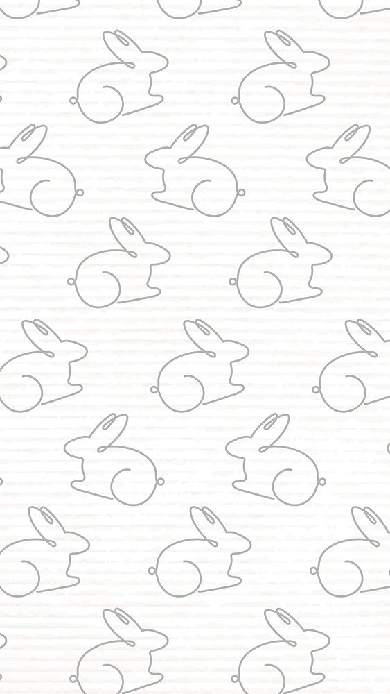 Bunny pattern iPhone wallpaper, seamless white background vector